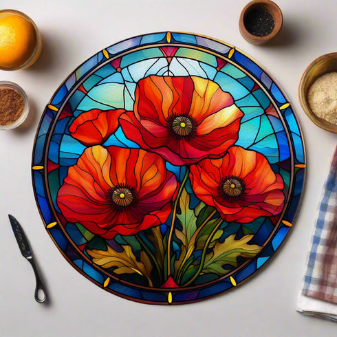 Poppy Circular Glass Suncatcher Worktop Saver